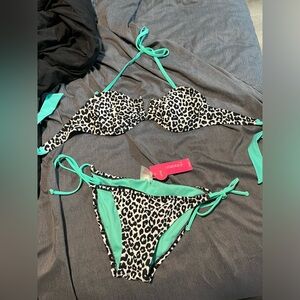 Leopard turquoise swimsuit